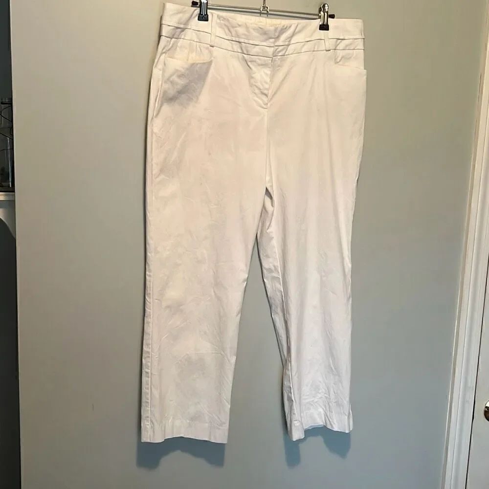Worthington Women's Flat Front Straight Leg Pants White Size 14